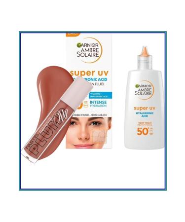 Pastel Plumping Lip Gloss 205 + Ambre Solaire Hyaluronic Sunscreen Face Cream Spf50 40ml