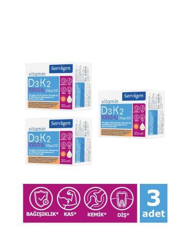 Sorvagen Vitamin D3k2 Drops 20 ml (1000 IU) - (GERMANY ORIGIN VITAMIN D3) 3 Pieces - Buy Online on GoSupps.com