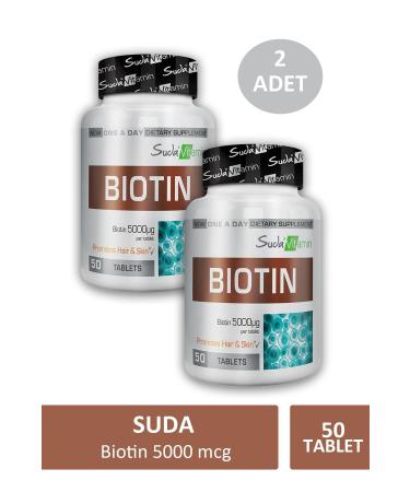 Vitamin Biotin in Water 5000 mcg 50 Tablets X 2 Pieces