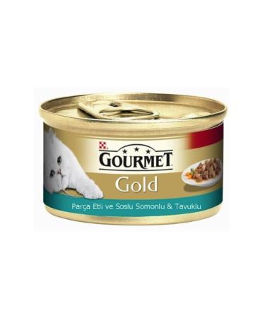 Gourmet Gold Adult Cat Canned Food with Piece Meat Salmon and Chicken 12x85 gr