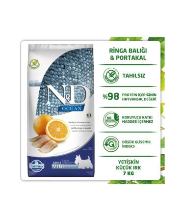 N & D Ocean Grain-Free Herring & Orange Mini Breed Adult Dog Dry Food 7 Kg