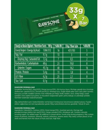 Rawsome Moringa Bar Gluten Free And Vegan 33g - Buy Online on GoSupps.com