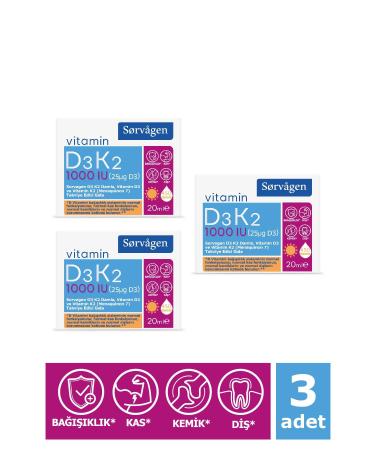 Sorvagen Vitamin D3k2 Drops 20 ml (1000 IU) - (GERMANY ORIGIN VITAMIN D3) 3 Pieces - Buy Online on GoSupps.com