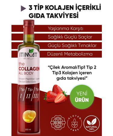 Itimat Herbal 1995 Type 1/2/3 - Hydrolyzed Strawberry Flavored Collagen 250 ml. / 50 portions / Liquid Form / Delicious Drink - Buy Online on GoSupps.com