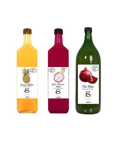 Suheylaana Natural Pineapple and Dragon Fruit 1000 Ml and Pomegranate Vinegar 2000 Ml