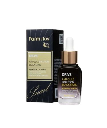 Farmstay Farm Stay Dr-v8 Ampoule Solution Black Snail Snail Extract Regenerating Ampoule 30ml