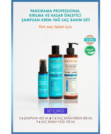 PANORAMA PROFESSIONAL Professional Anti-Breakage and Damage Care Set 400 ml Shampoo-Conditioner-Hair Oil Vegan