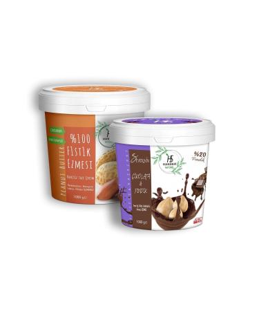 Hanser Natural 0 Peanut Butter and Cocoa Hazelnut Butter 2 Pack (1000 GR X2)