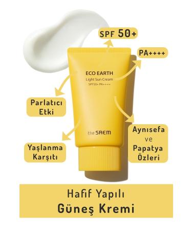 The Saem Light Structure Sun Cream 50 Gr - Eco Earth Light Sun Cream Spf 50+ And Pa++++
