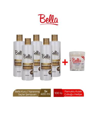 Bella SHAMPOO DRY/DAMAGED HAIR 400 ML x 5 PIECES - WITH Q-BAND GIFT
