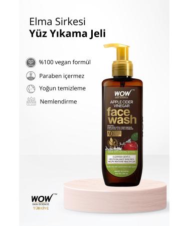 WOW Skin Science Apple Cider Vinegar Face Wash Gel- 4 Natural Ingredients-Ecocert Certified 0 Pure Apple Cider Vinegar 200ml