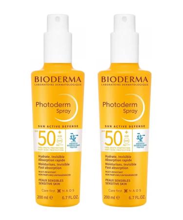 Bioderma Photoderm SPF 50+ Spray Form High Protection Sun Cream for All Skin Types 200 ml 2-PIECE