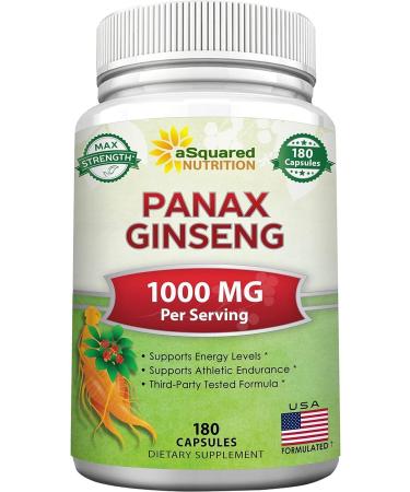 Asquared Nutrition Red Korean Panax Ginseng 1000 mg 180 Capsules