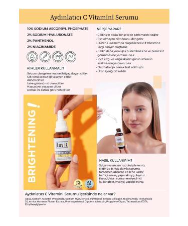 Luv it! Brightening Vitamin C Serum (vitamin C + Hyaluronic Acid + Panthenol + Niacinamide) 30 Ml - Buy Online on GoSupps.com