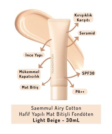 The Saem Saemmul Airy Cotton Lightweight Matte Finish Foundation Light Beige - 30 Ml
