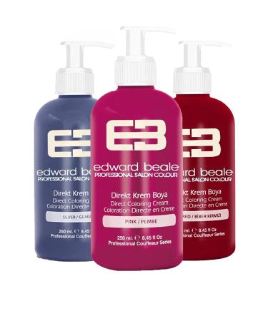 Edward Beale Pink / Pepper Red / Silver Balayage Color Hair Dye 250ml Set of 3