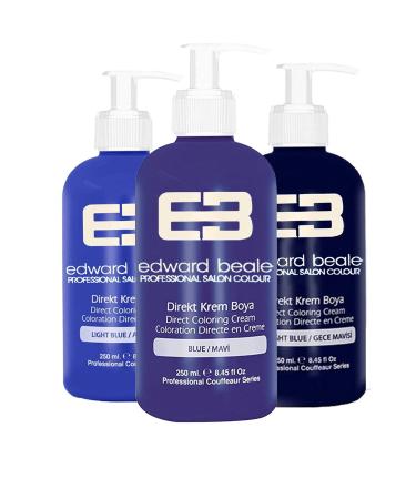 Edward Beale Blue / Midnight Blue / Light Blue Balayage Color Hair Dye 250ml Set of 3