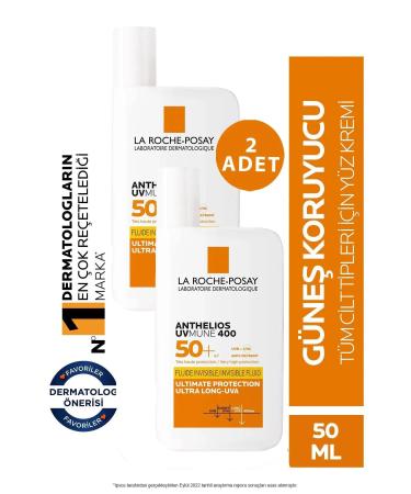 La Roche Posay Anthelios Uvmune 400 Invisible Fluid Face Sun Cream SPF50+ 50ml x 2