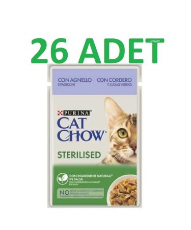 Cat Chow Pouch Adult Cat Food with Sterilized Lamb and Green Beans 85 G X 26 Pieces