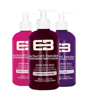 Edward Beale Cherry Red / Candy Pink / Purple Balayage Color Hair Dye 250ml Set of 3