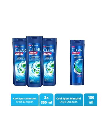 Unilever Clear Men Anti-Dandruff Shampoo Cool Sport Menthol Refreshing Menthol Effect 350 ml X3 180 ml