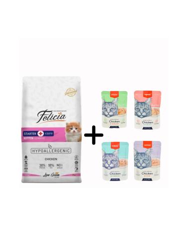Felicia Chicken-Anchovy Kitten Food 2 kg + 4 Pieces Wanpy Pouch