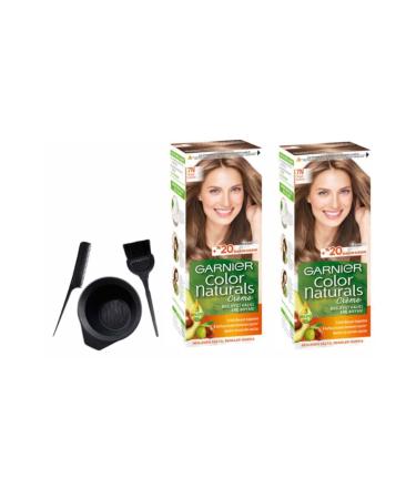Garnier Naturals Hair Dye 7n Natural Blonde 2pcs X 50ml+Dyeing Set