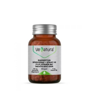 Venatura Magnesium (BISGLYCINATE) Citrate And P-5-p Vitamin B6 60 Capsules