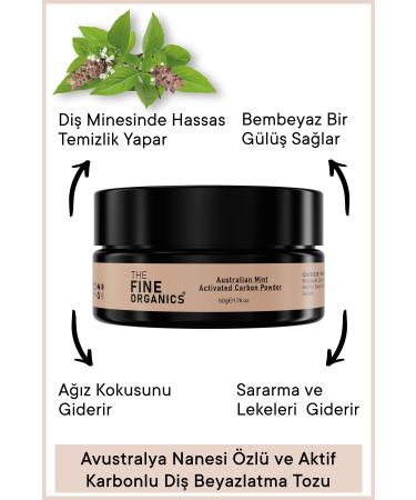 THE FINE ORGANICS Mint & Activated Carbon Teeth Whitening Powder 50g