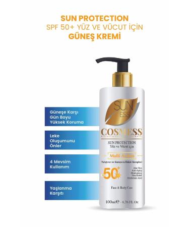Cosmess Face and Body Whitening Cream and 50 Spf Sunscreen - High Protection Factor Sun Cream -100ml - Buy Online on GoSupps.com