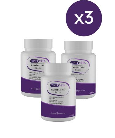 Optivita 3-Pack Advantage Package: Optivita Passiflora Plus 30 Tablets 5-HTP L-Theanine Valerian May Daisy