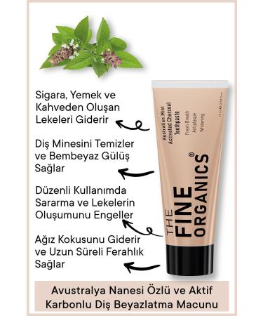 THE FINE ORGANICS Australian Mint Extract Whitening Activated Charcoal Toothpaste 75ml