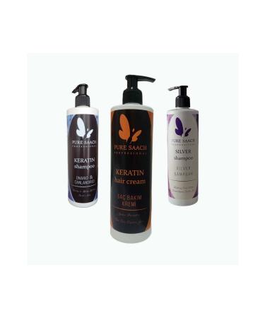 Pure Saach Professional 3 Products Together Keratin Sahampoo Silver Shampoo Hair Care Mask