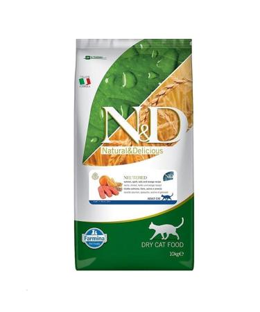 N & D Ocean Salmon and Orange Low Grain Sterilized Cat Food 10kg
