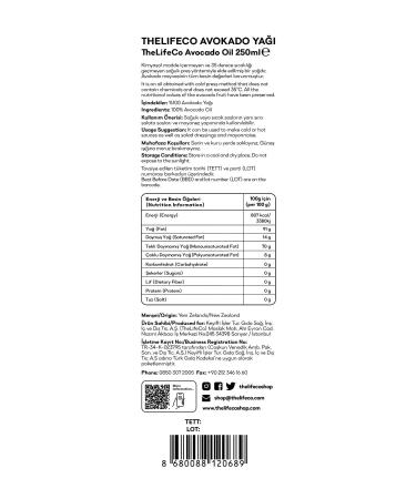 TheLifeCo Avocado Oil 250 ml (VEGAN COLD PRESSED) - Buy Online on GoSupps.com