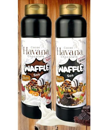 Cacao havana MILK WAFFLE SAUCE AND BITTER WAFFLE SAUCE 2-PACK 1000 GRAM + 1000 GRAM