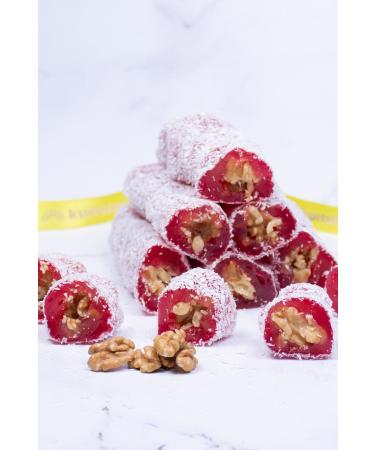 Kurtulu Dried Nuts Coconut Coated Pomegranate and Walnut Dipped Turkish Delight 350gr.