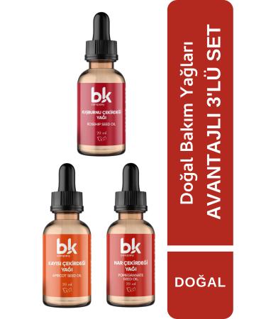 BK COMPANY 3-Pack Advantage Care Oil Set Apricot Kernel - Pomegranate Seed - Rosehip Seed Oil Natural
