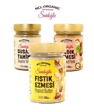 NCL ORGANIC SA DO LU Sesame Tahini + Hazelnut Paste + Peanut Butter 0 Additive-Free Sugar-Free 300Gr x 3 Pieces/