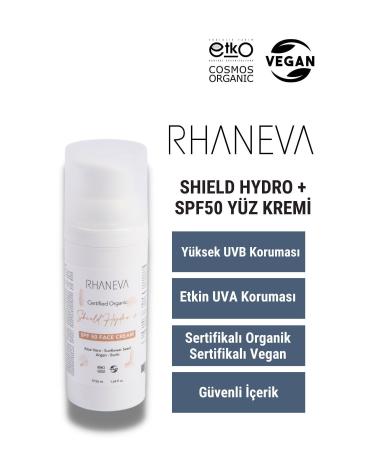 RHANEVA Shield Hydro Spf 50 Broad Spectrum Sunscreen Organic and Vegan Certified 50 Ml