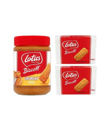 Lotus Biscoff Crunchy Spreadable Biscuit Paste 380 Gr - 2 Caramelized Biscuits 125 Gr