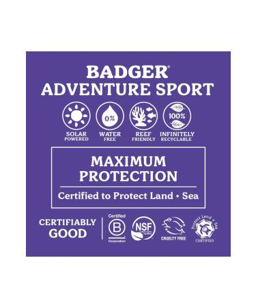 Badger Adventure Sports Organic Sunscreen SPF50 87ml - Buy Online on GoSupps.com