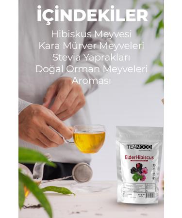 TEAMOOD Onka Farma Elder Hibiscus Tea - Hibiscus Black Elderberry Herbal Tea - 50 gr - Buy Online on GoSupps.com