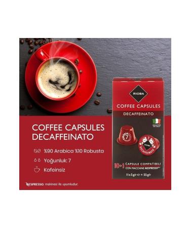 Rioba Capsule Coffee Decaffeinato Rich Aroma and Creamy Taste 11 Decaffeinated Capsule Coffee