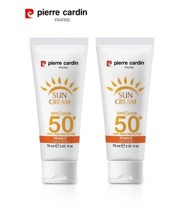 Pierre Cardin 2 Pieces Spf 50+ Face and Body Sun Cream / High Protection / Make-up Base - (75mlx2)