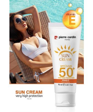 Pierre Cardin 2 Pieces Spf 50+ Face and Body Sun Cream / High Protection / Make-up Base - (75mlx2) - Buy Online on GoSupps.com