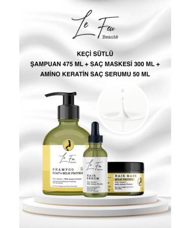 le feu beaute Goat Milk Coconut Oil Hair Care Set with Serum that Provides Protein Loading to Hair