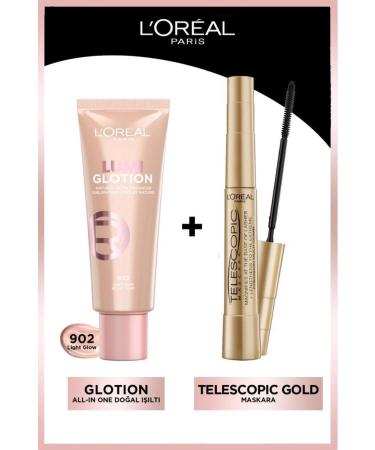 L'Oreal Paris Telescopic Mascara & Glotion All-in-one Natural Shine 902 Makeup Set