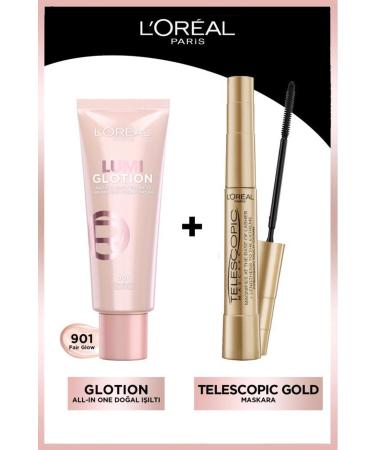L'Oreal Paris Telescopic Mascara & Glotion All-in-one Natural Shine 901 Makeup Set