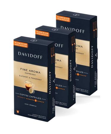 Davidoff Fine Aroma Espresso Elegant & Fragrant Aluminium Capsule Coffee 3x10 (Compatible with Nespresso)